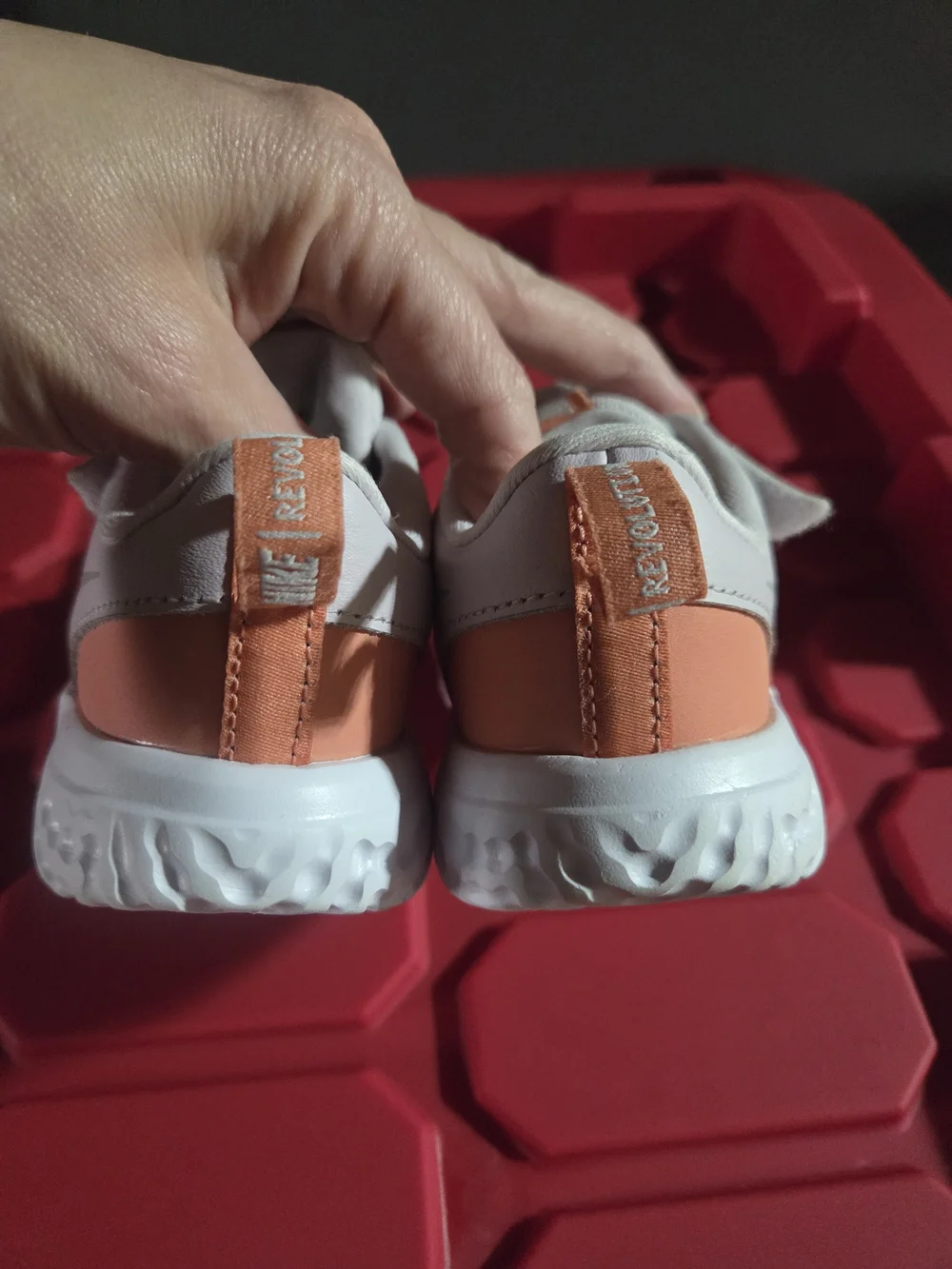 Nike Kids White and Coral Accent Hook-and-Loop Sneaker